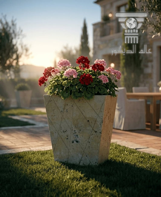 حوض زريعة حجري خارجي Q117 بتصميم مربع مودرن للنباتات