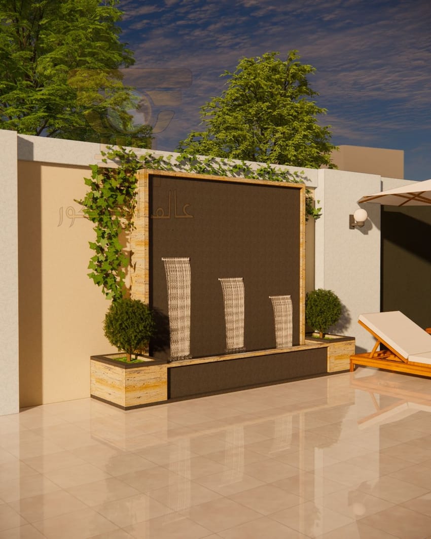 شلال حجري جداري SH503 بتصميم مودرن وثلاث مصبات مائية