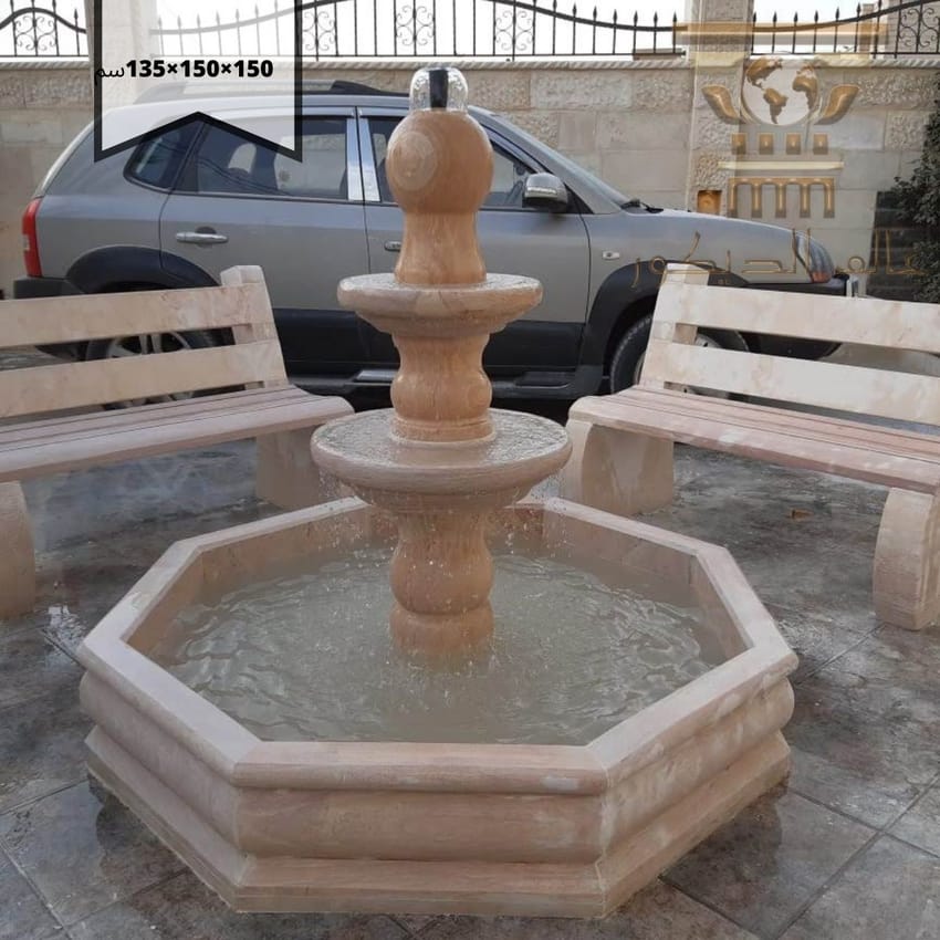 N1025… نافورة رويشد بخرطة حجرية تمنح المكان فخامة أصيلة