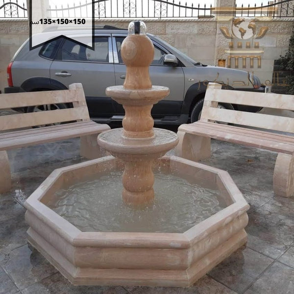 N1025… نافورة ابيض بخرطة حجرية تمنح المكان فخامة أصيلة