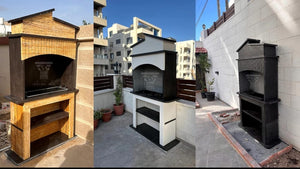 باربكيو حجري خارجي B130 بتصميم عملي للمساحات الخارجية