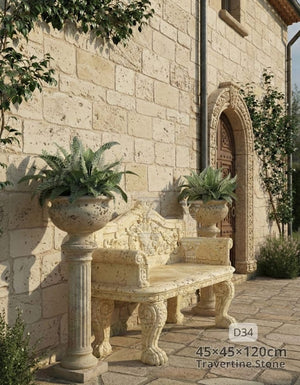 قوار حجري خارجي D34 بتصميم عمودي كلاسيكي للنباتات