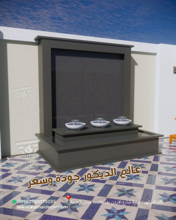 شلال حجري جداري بتصميم الصحون المائية الأنيق
