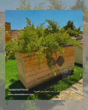 حوض زريعة حجري خارجي Q119 بتصميم مستطيل أنيق للزهور