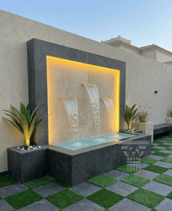 شلال حجري جداري SH508 بتصميم مودرن وإضاءة دافئة