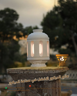 فانوس حجري T102 بتصميم مودرن دائري وإضاءة دافئة للأسوار