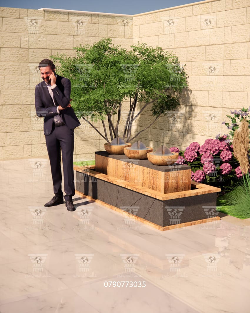 N1047… نافورة الصحون بتصميم طويل يجمع الماء والنبات