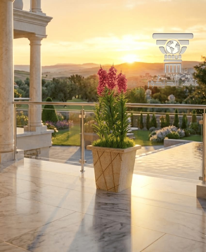 قوار حجري خارجي Q110 بتصميم بسيط للنباتات والزهور