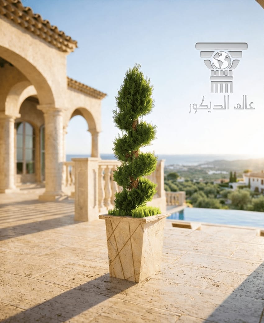قوار حجري خارجي Q111 بتصميم مربع أنيق للنباتات