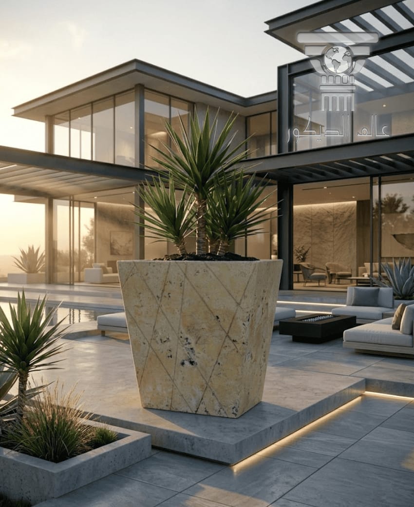 حوض زريعة حجري خارجي Q117 بتصميم مربع مودرن للنباتات