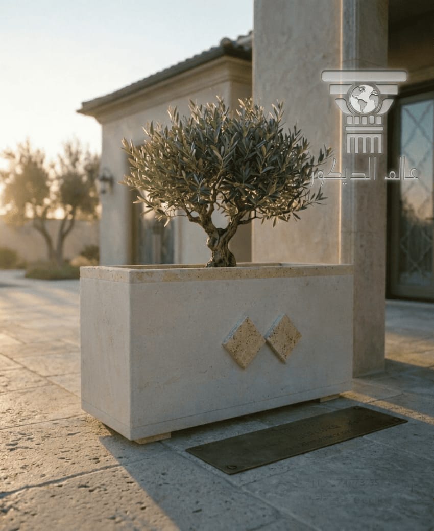حوض زرعة حجري خارجي Q118 بتصميم مستطيل فاخر للنباتات