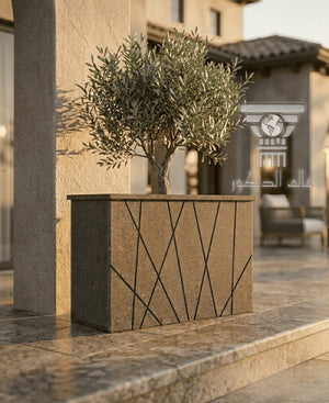 حوض زريعة حجري خارجي Q125 بتصميم مستطيل أنيق للنباتات