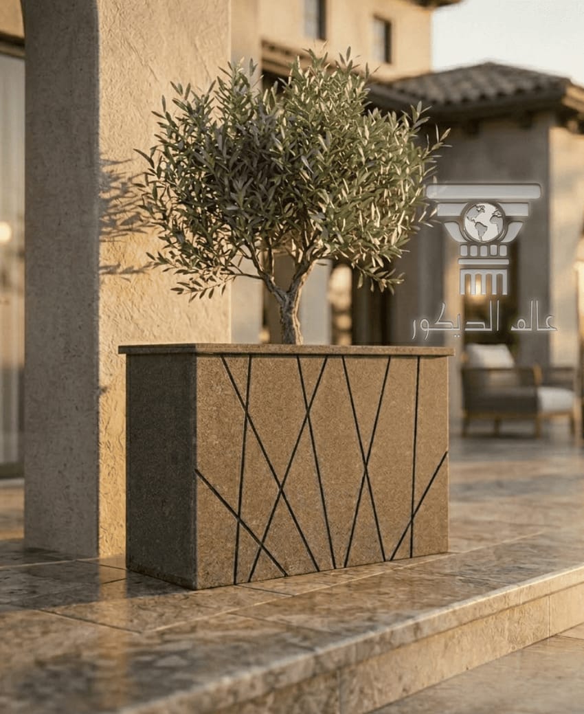 حوض زريعة حجري خارجي Q125 بتصميم مستطيل أنيق للنباتات