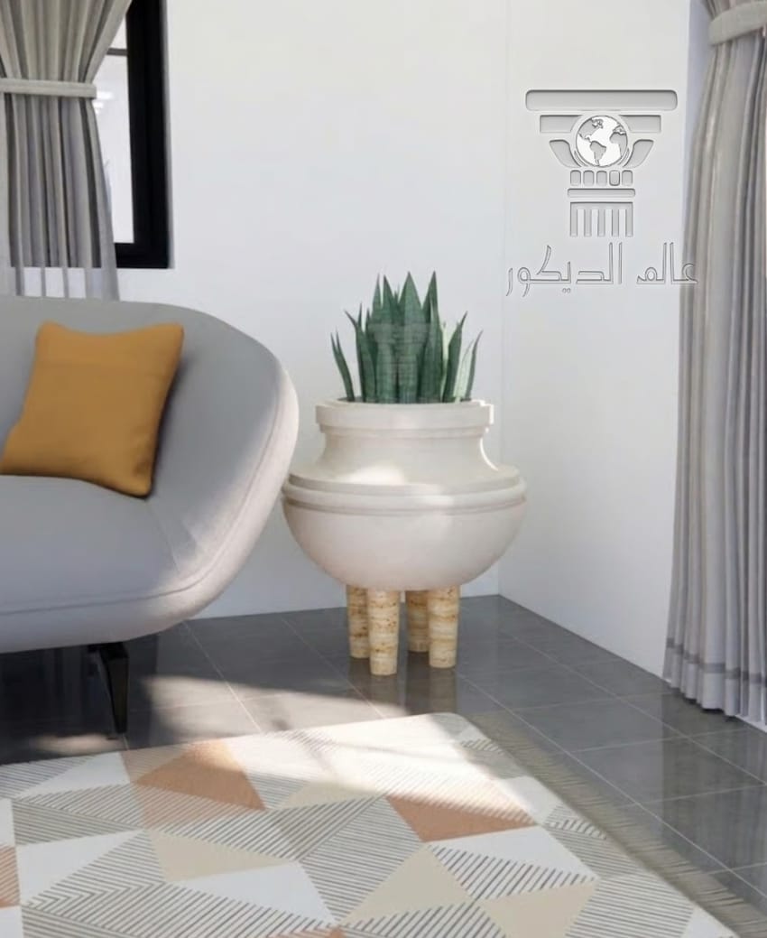 قوار حجري داخلي Q128 بتصميم أنيق للنباتات الداخلية