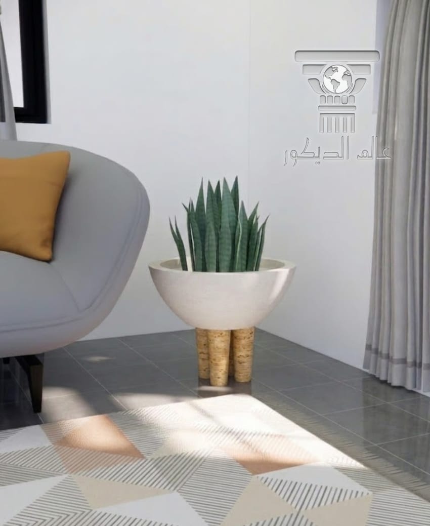 قوار حجري داخلي Q129 بتصميم ناعم للنباتات الداخلية