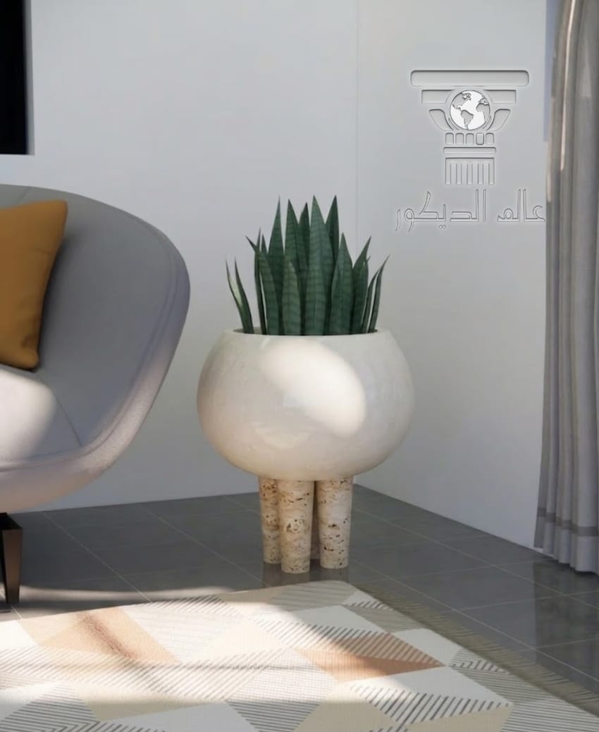 قوار حجري داخلي Q130 بتصميم مودرن للنباتات الداخلية