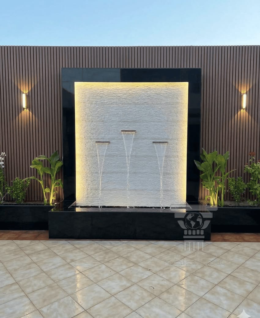 شلال حجري جداري SH512 بتصميم مودرن وإضاءة خلفية